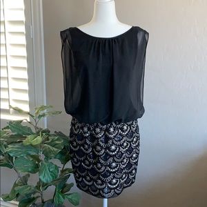 Black Sequin Mini Skirt Dress